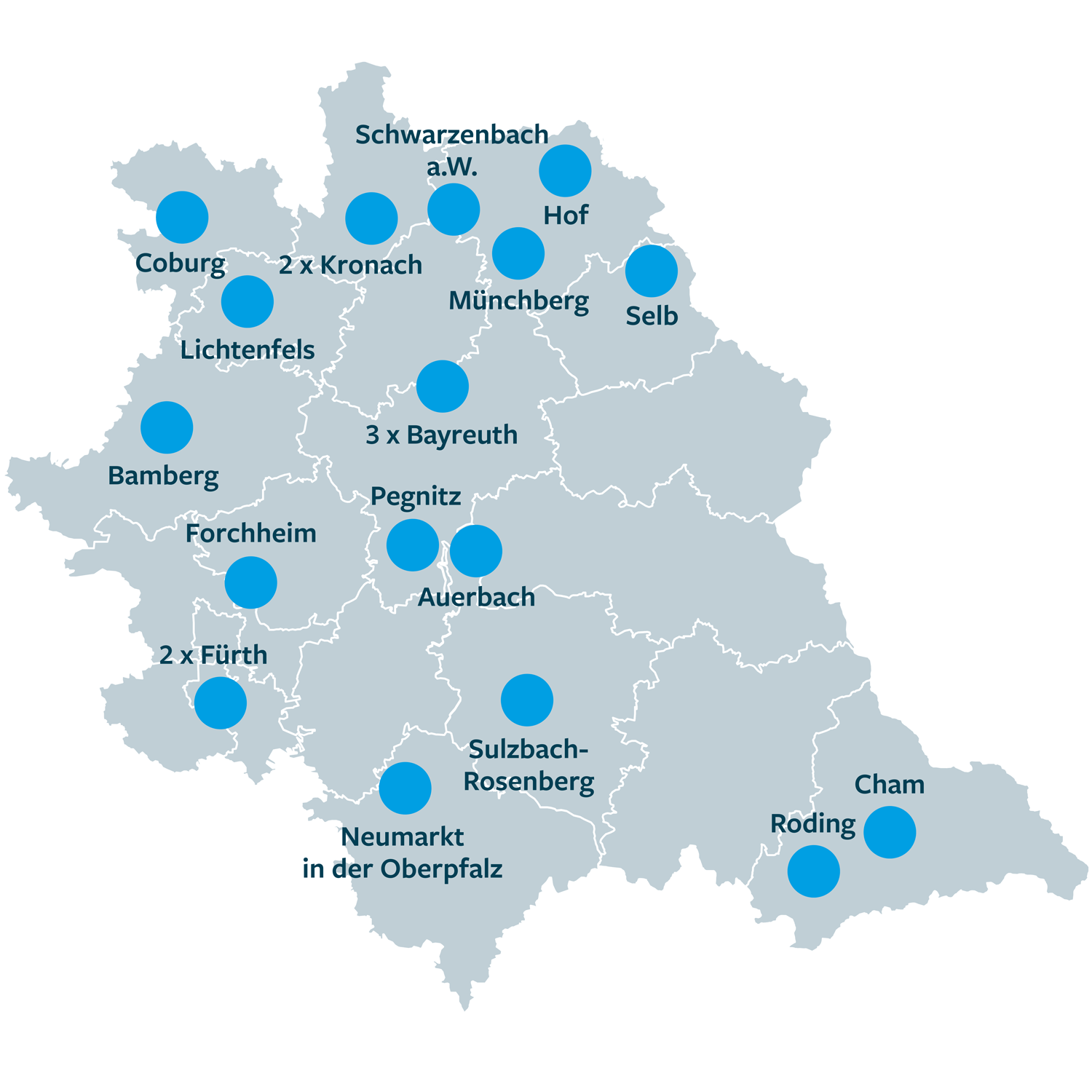 Übersicht aller Filialen auf einer Karte Übersicht aller Filialen auf einer Karte